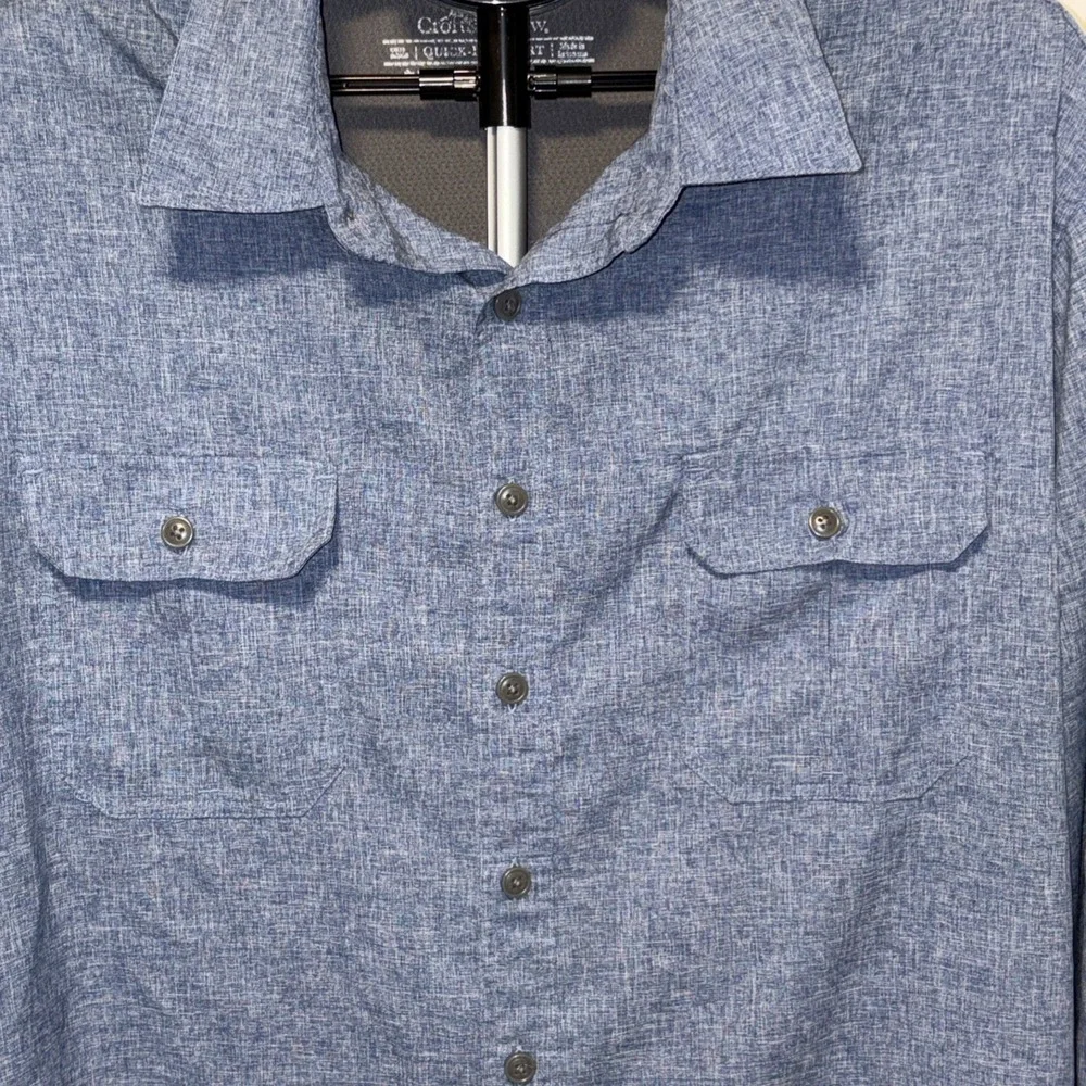 Croft & Barrow Quick Dry Shirt Mens XL Gray Long Sleeve Outdoors Stretch Pockets - Picture 2 of 6